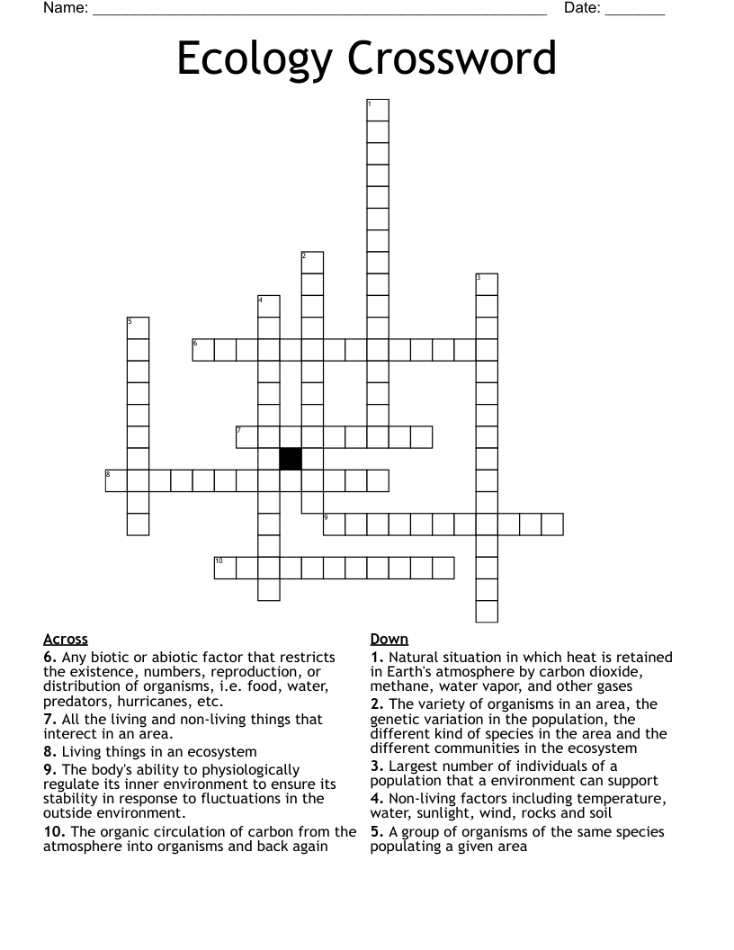 Ecology Crossword 