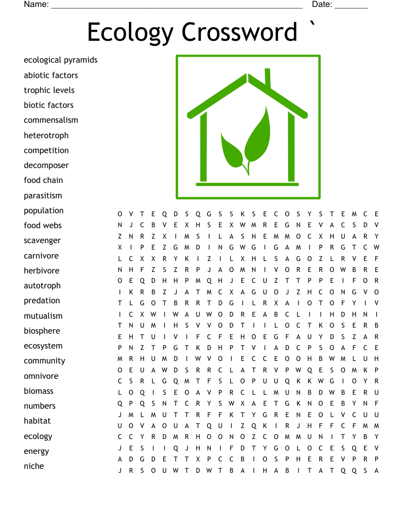 Ecology Crossword ` Word Search
