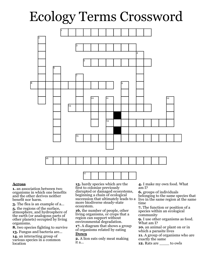 Ecology Terms Crossword