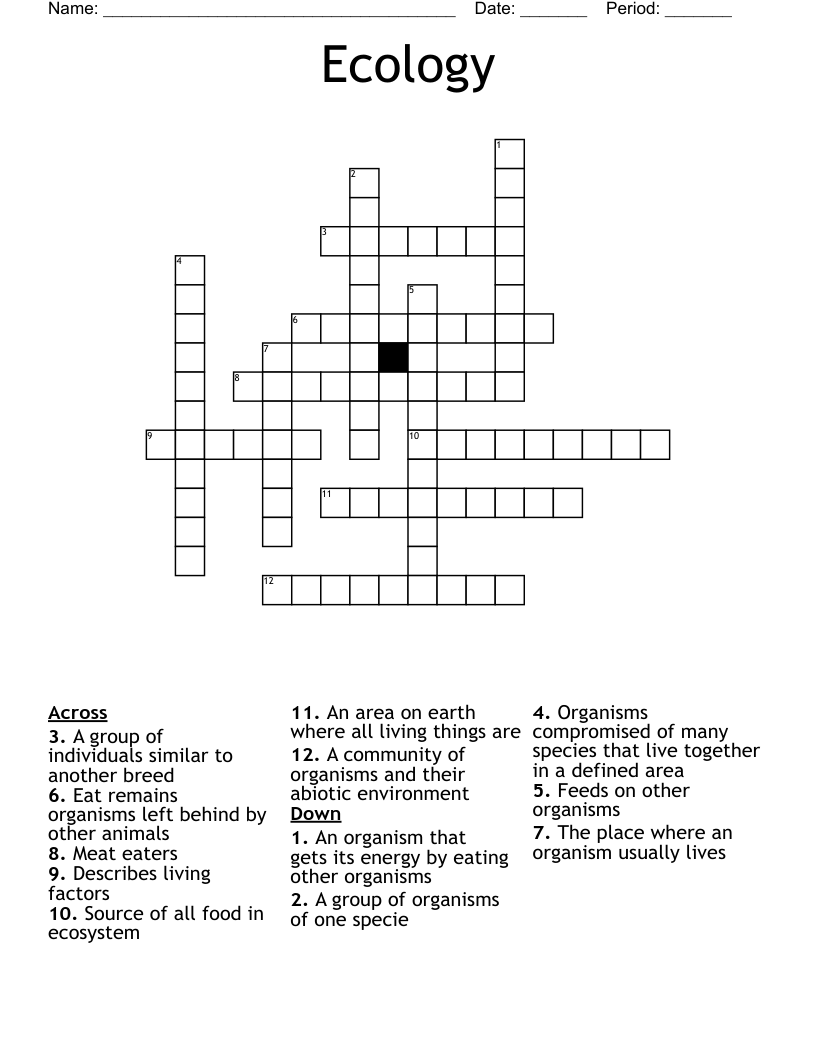 Ecology  Crossword