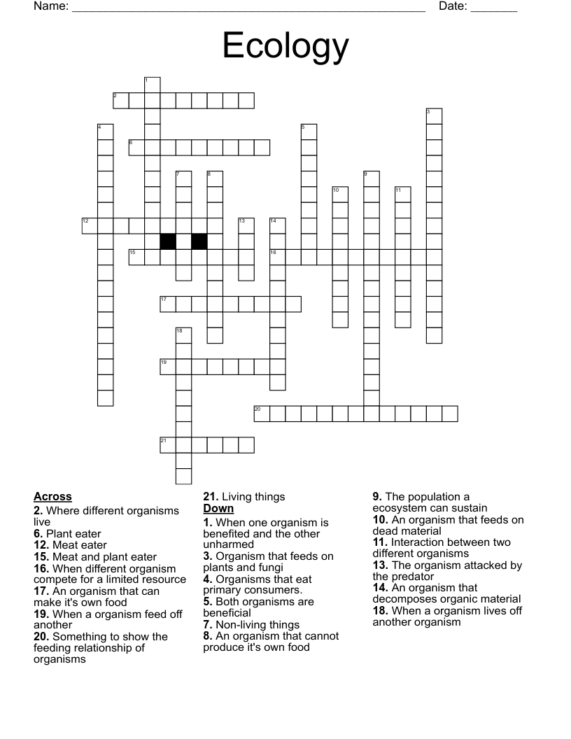 Ecology  Crossword