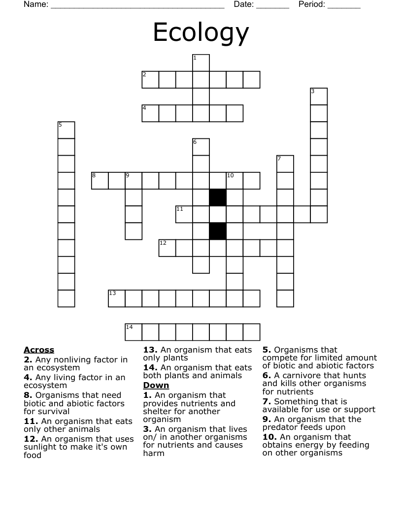 Ecology   Crossword