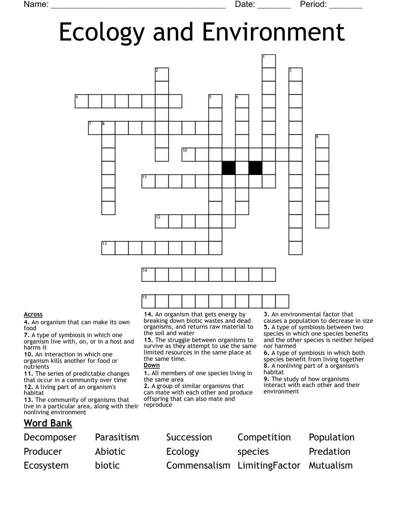 Ecology and Environment Crossword