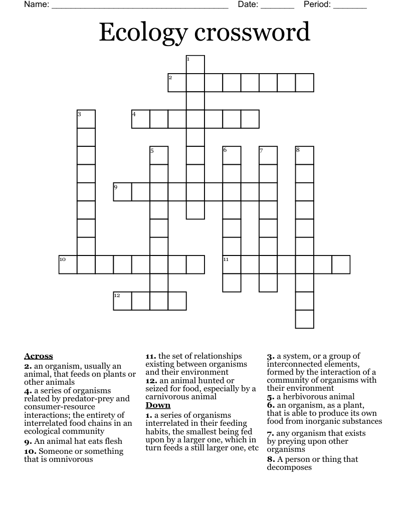 Ecology crossword