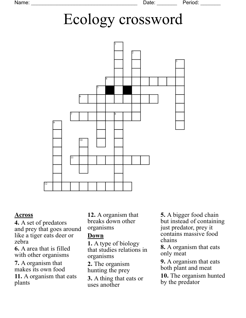 Ecology crossword