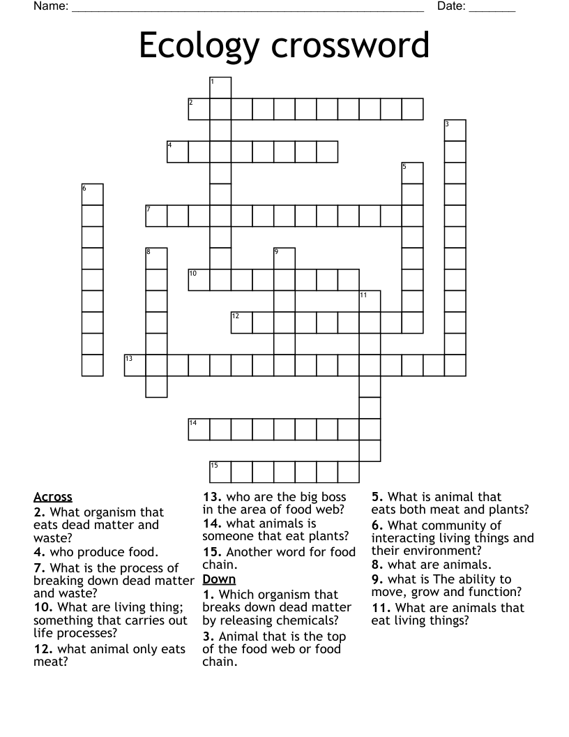 Ecology crossword