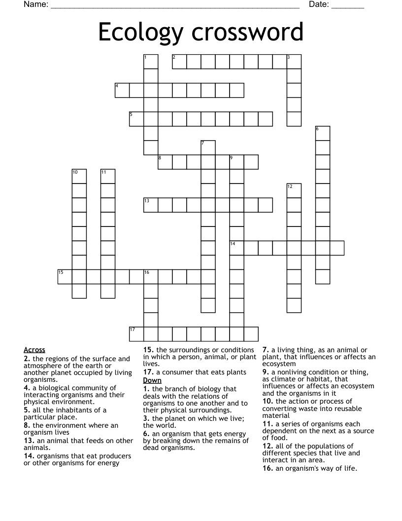Ecology crossword 