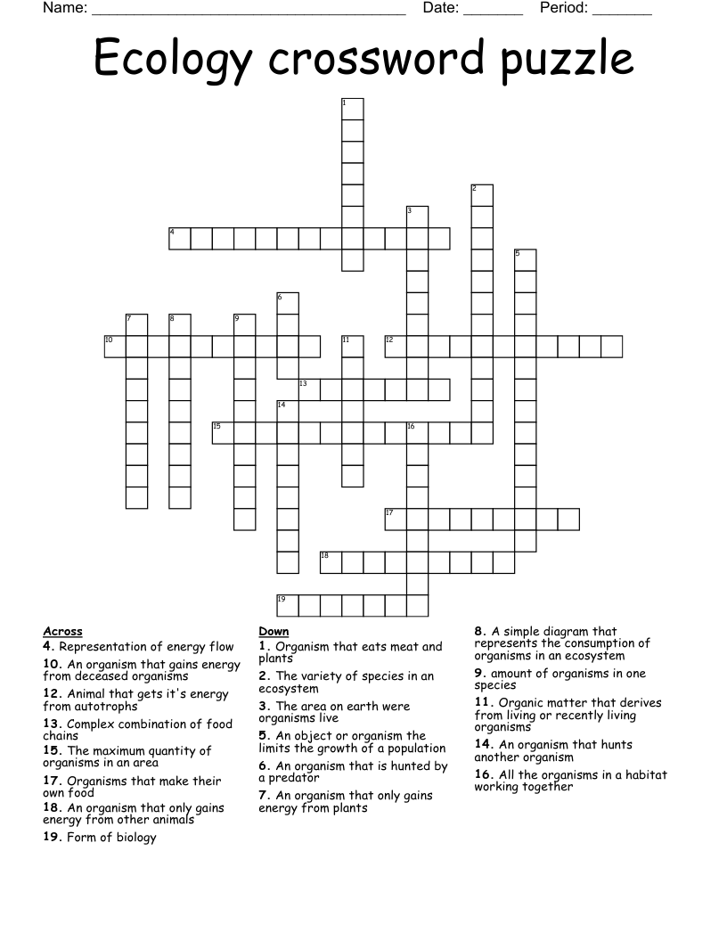 Ecology crossword puzzle