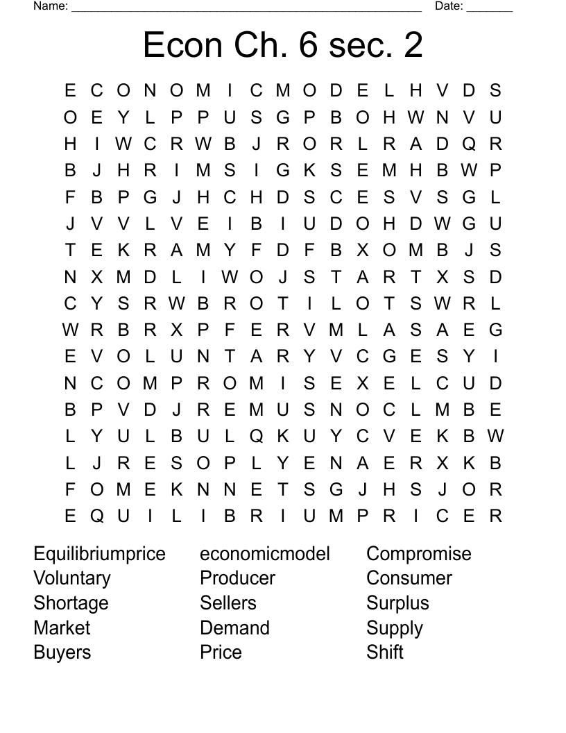 Econ Ch. 6 sec. 2  Word Search