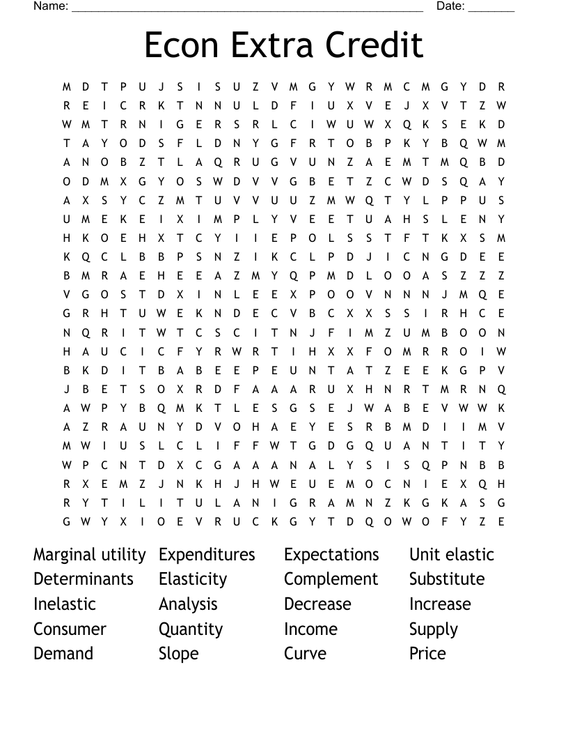 Econ Extra Credit Word Search
