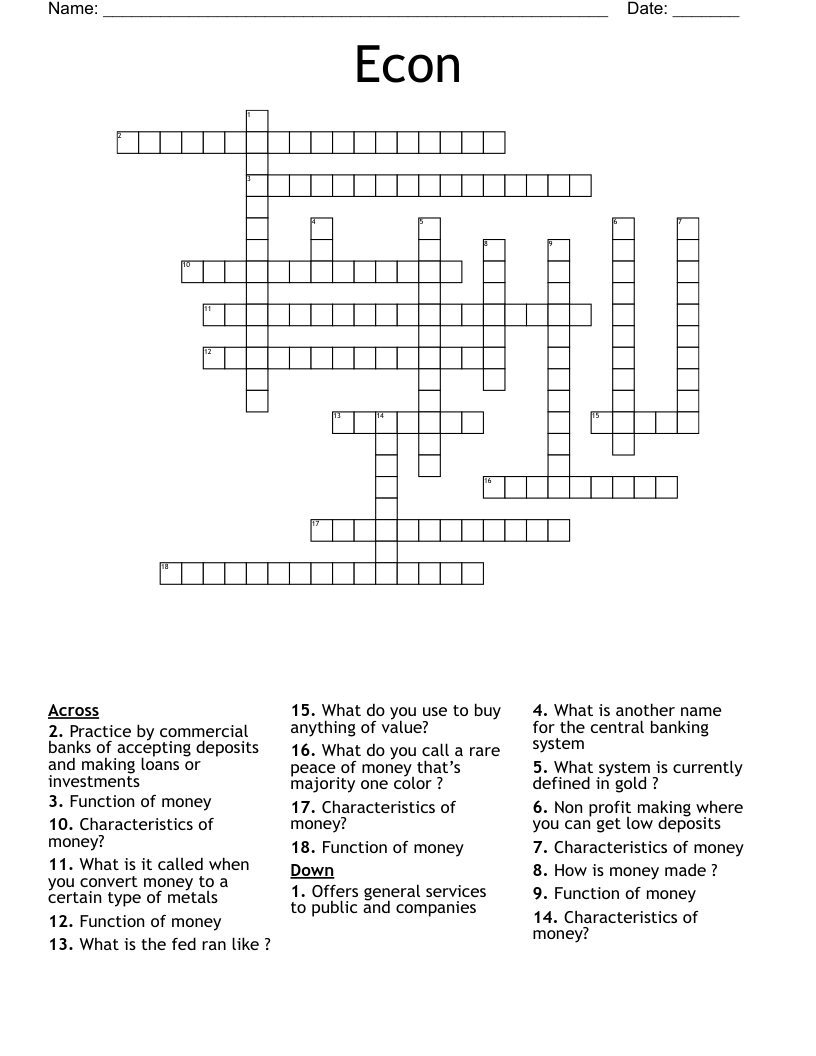 Econ  Crossword