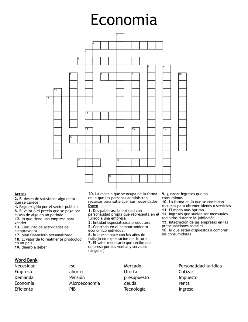 Economia Crossword