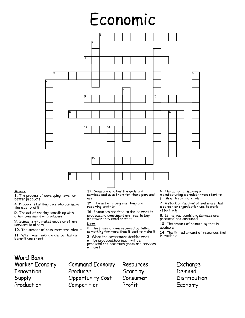 Economic Crossword