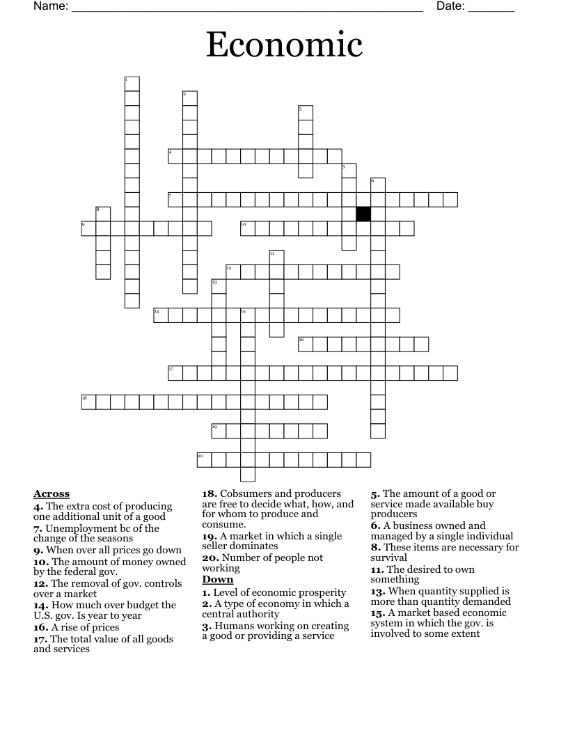 Economic Crossword