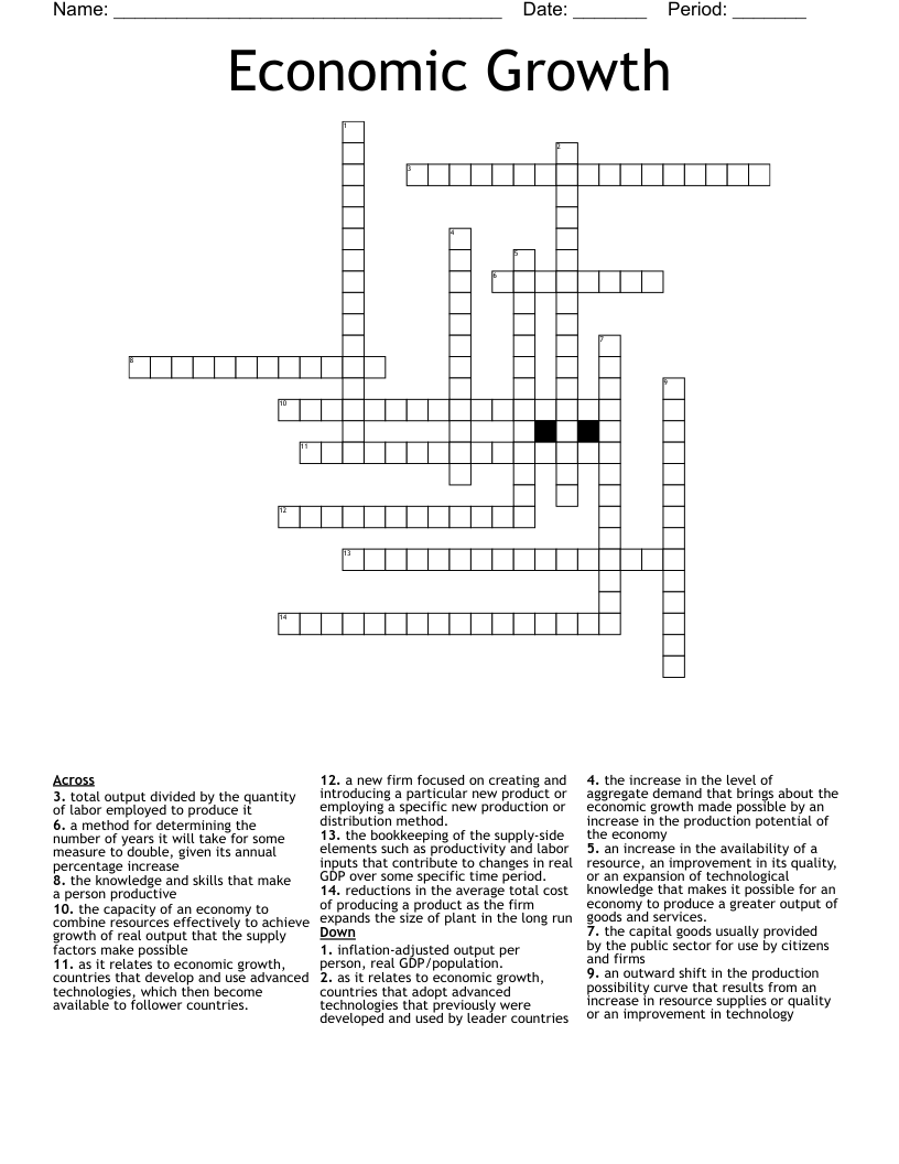 Economic Growth Crossword