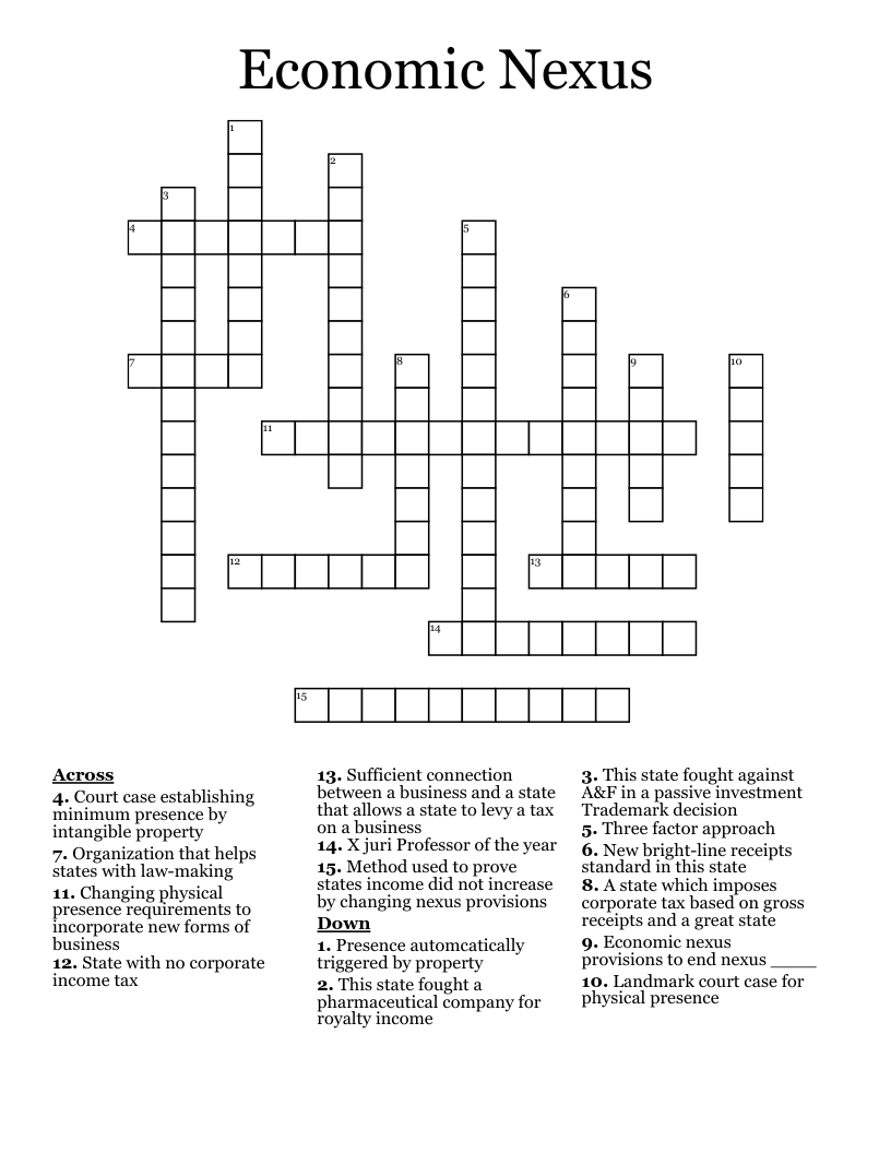 Economic Nexus Crossword