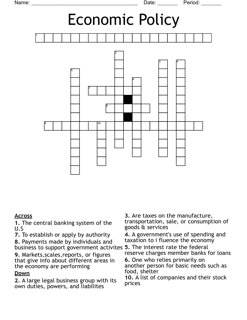 Economic Policy Crossword