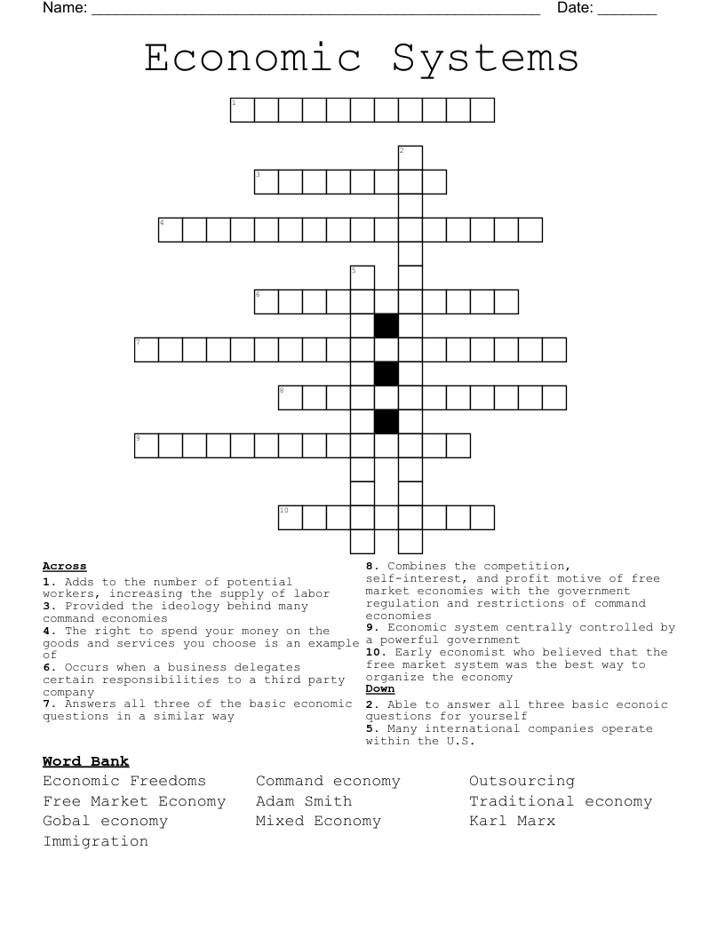 Economic Systems Crossword