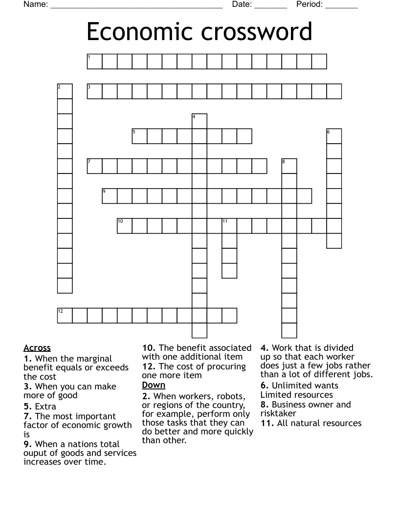 Economic crossword