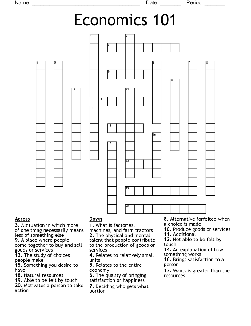 Economics 101 Crossword