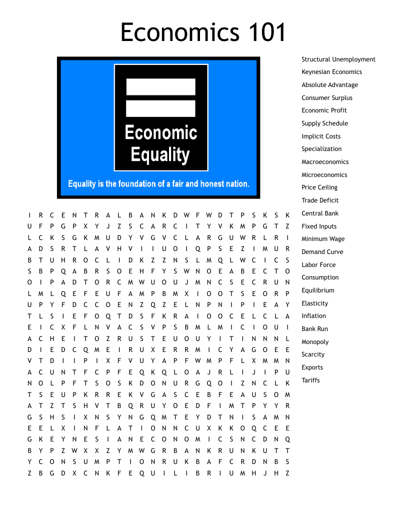 Economics 101 Word Search