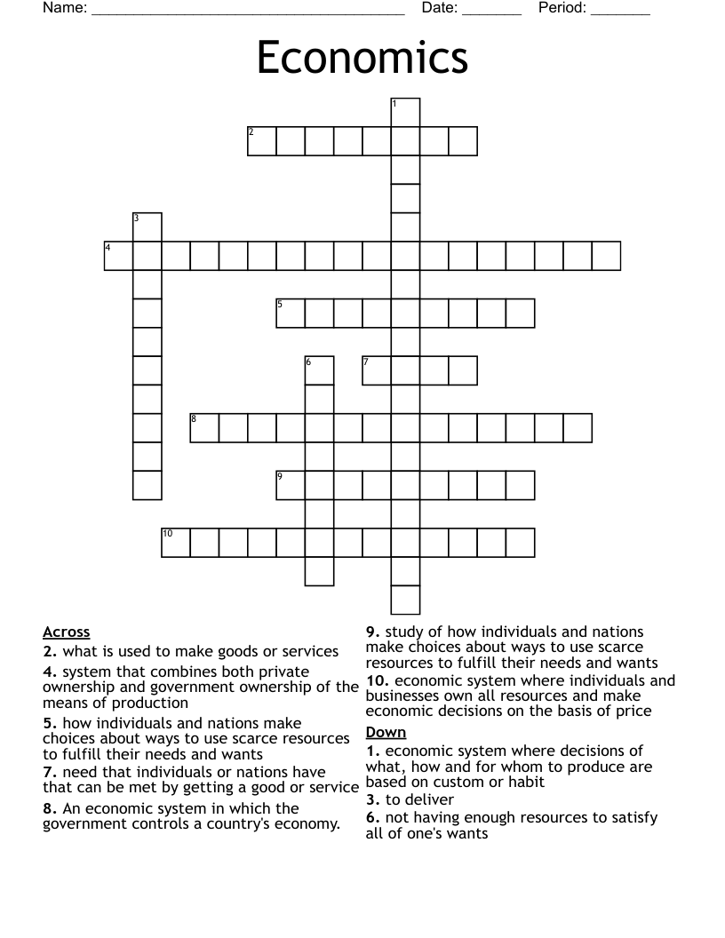 Economics Crossword