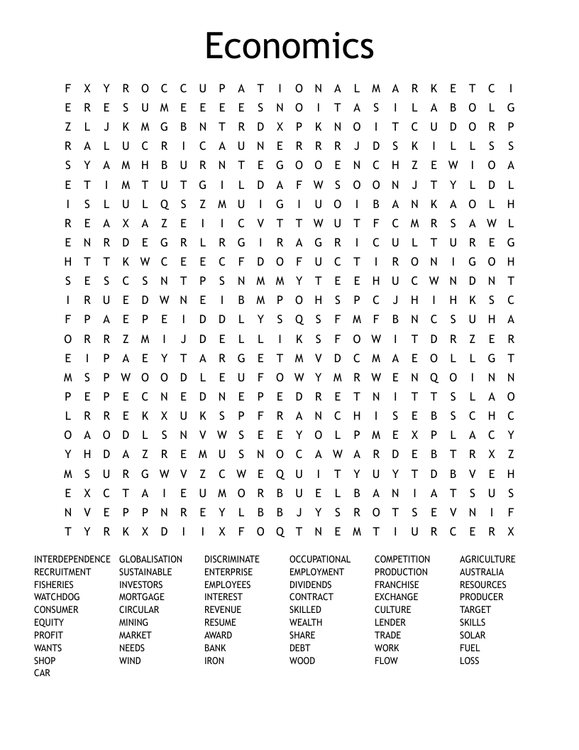 Economics Word Search