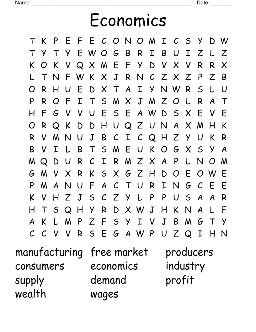 Economics Word Search