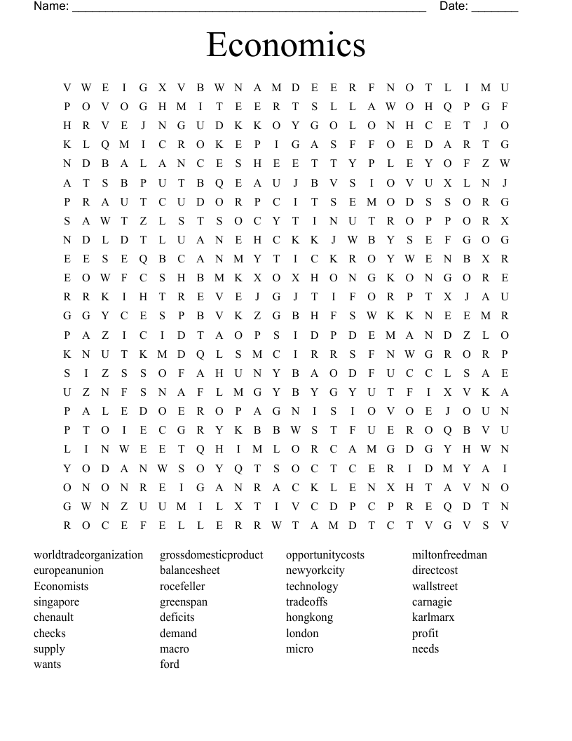 Economics Word Search