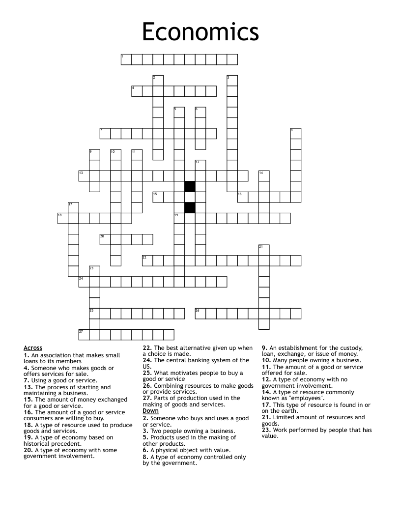 Economics Crossword