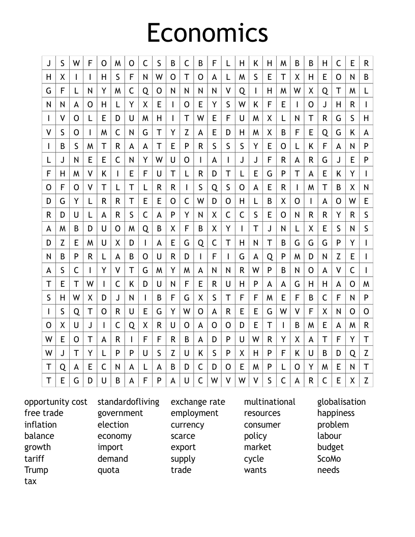Economics Word Search