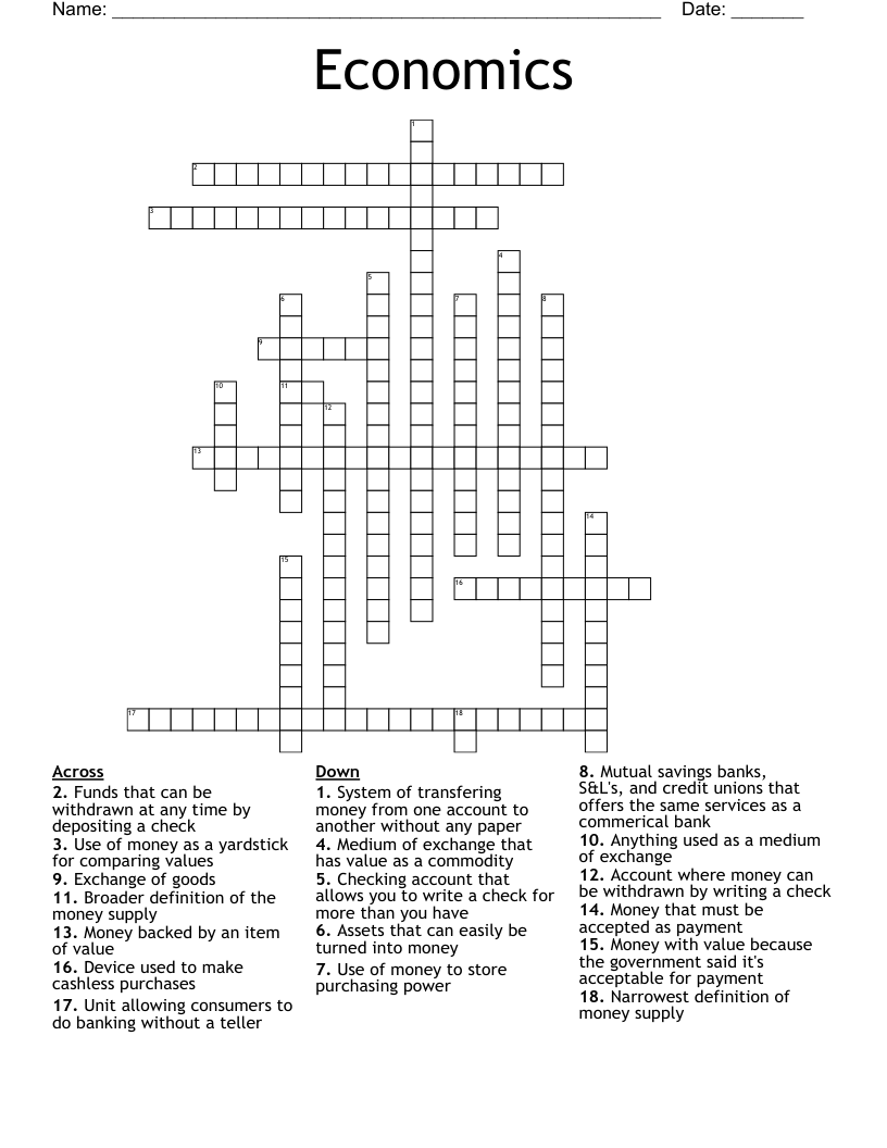 Economics Crossword