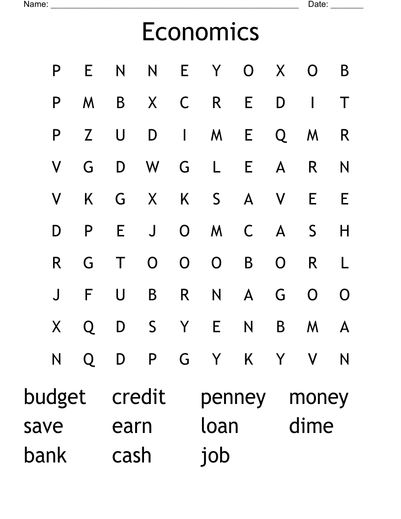 Economics Word Search