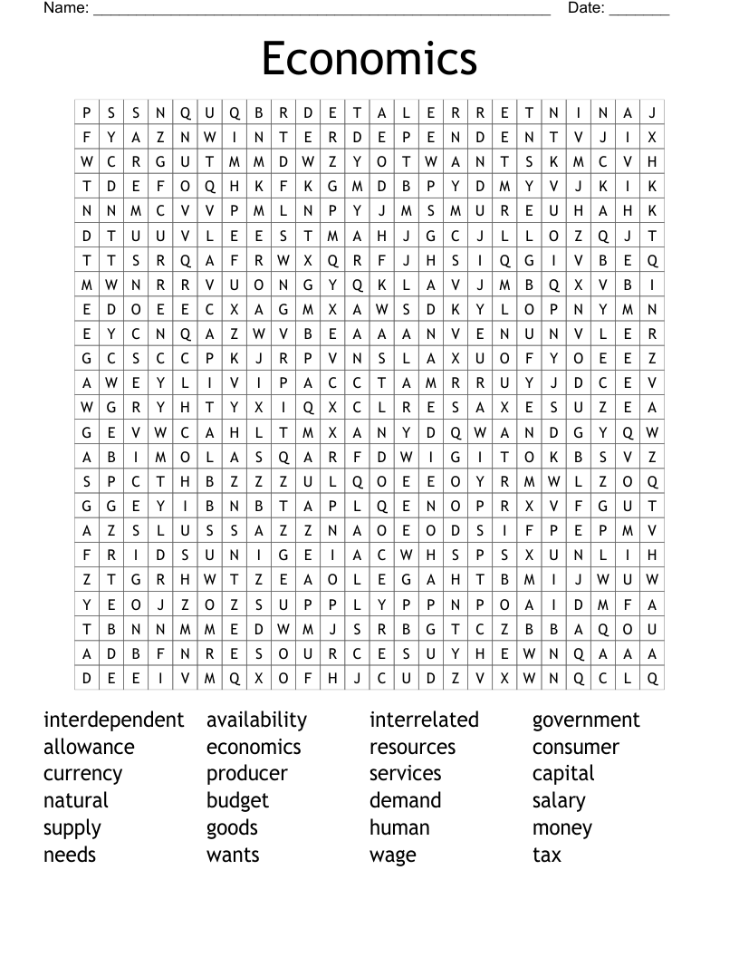 Economics Word Search