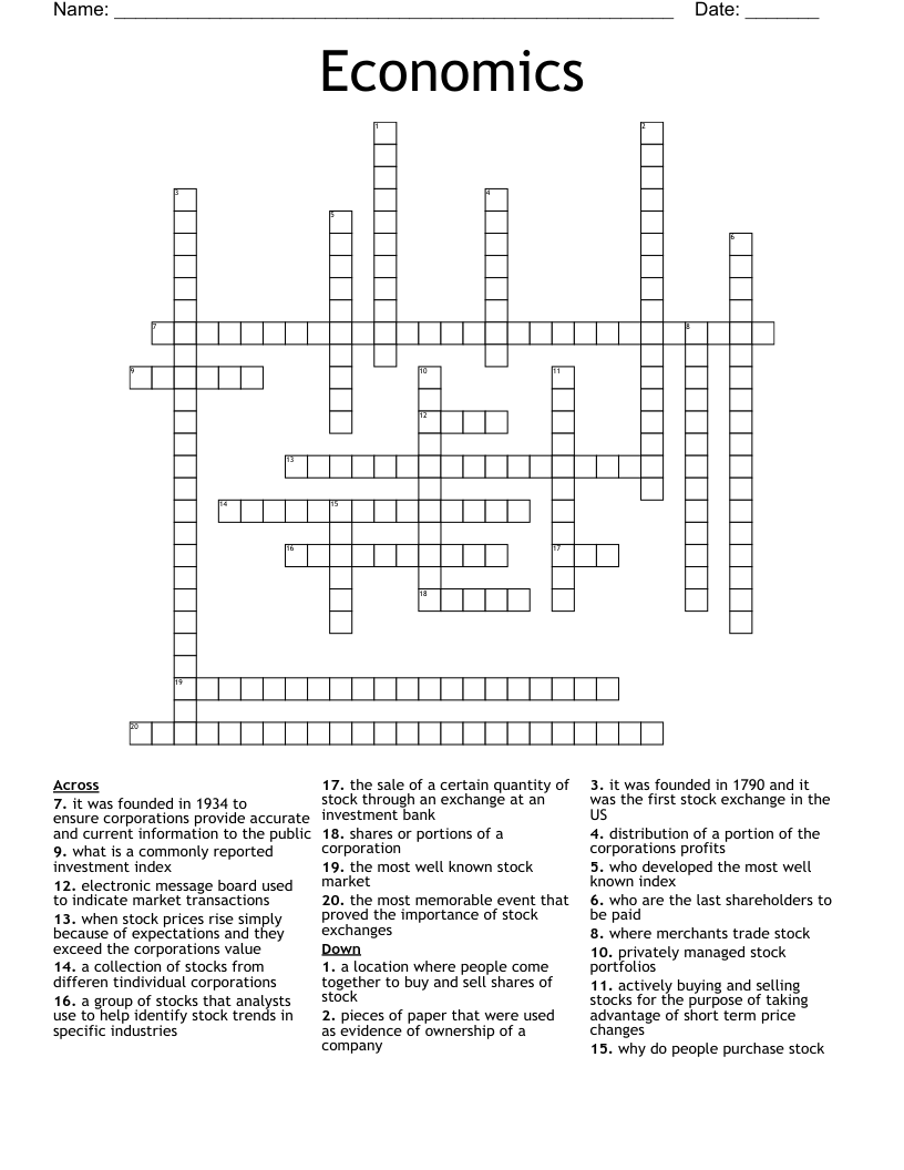 Economics Crossword