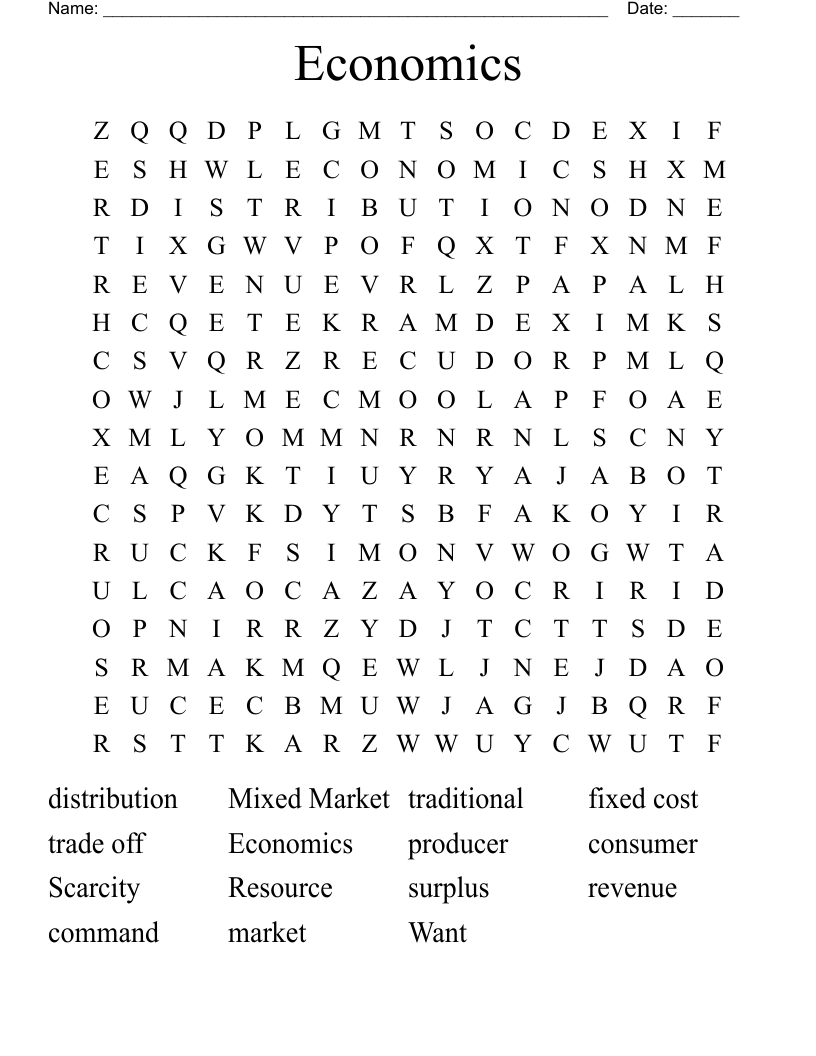 Economics Word Search