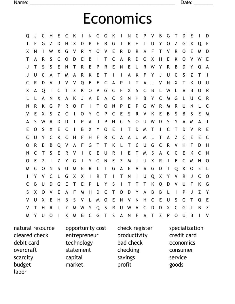Economics Word Search