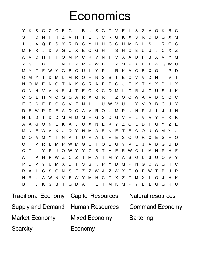 Economics Word Search