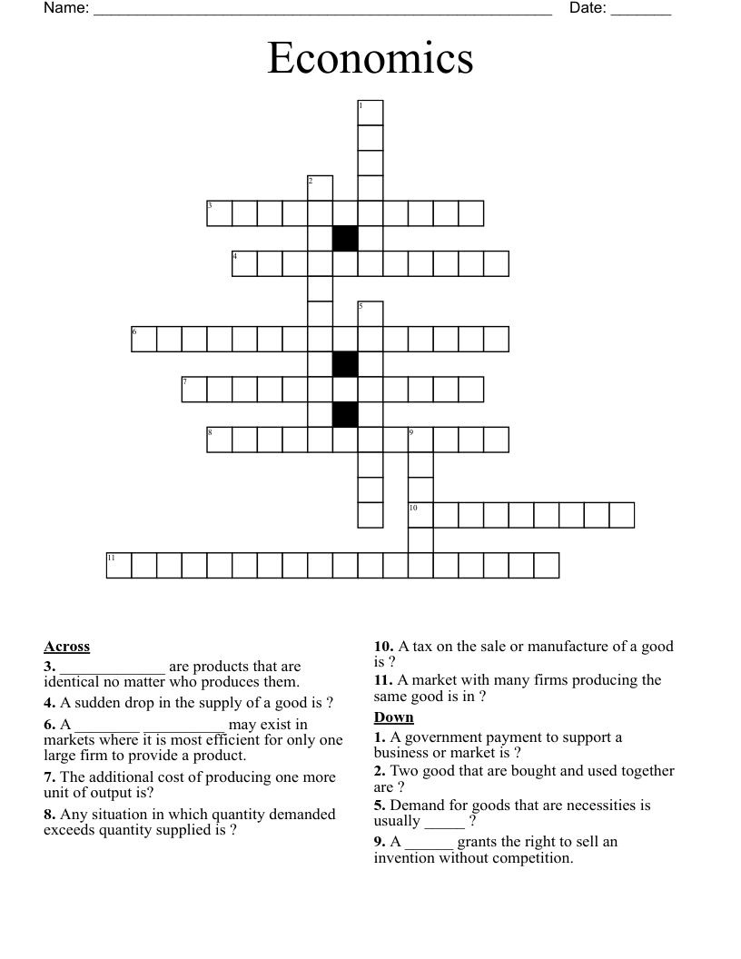 Economics Crossword