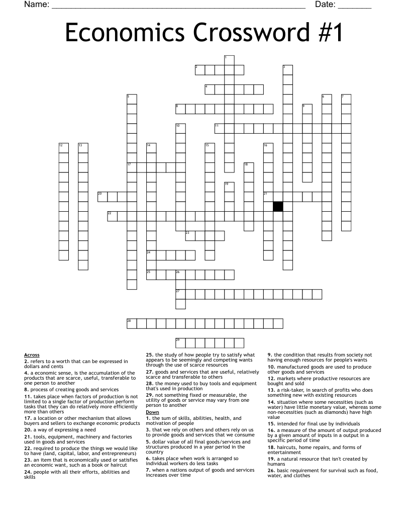 Economics Crossword #1