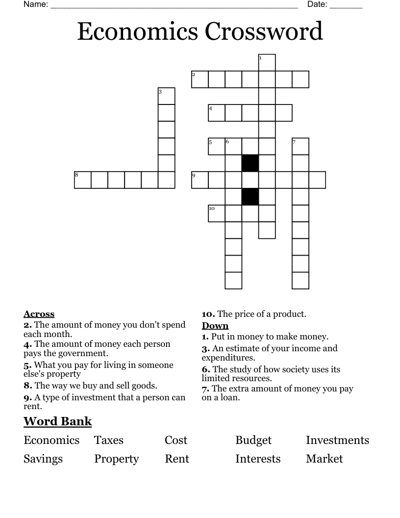 Economics Crossword