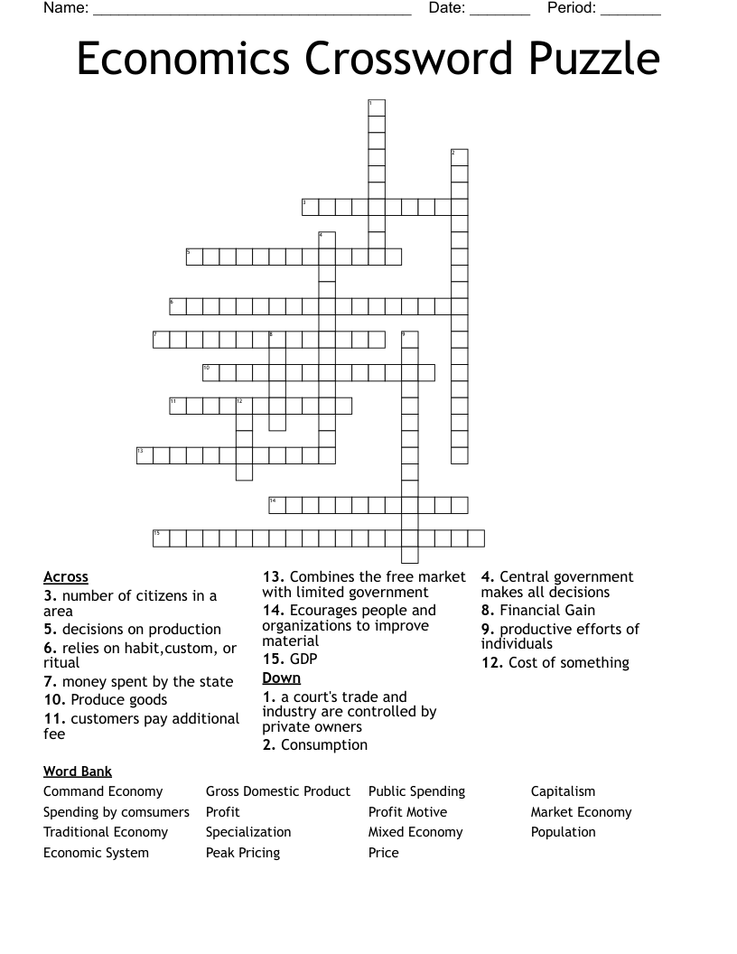 Economics Crossword Puzzle