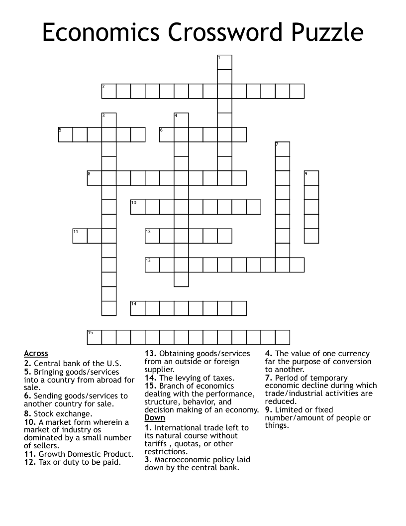 Economics Crossword Puzzle