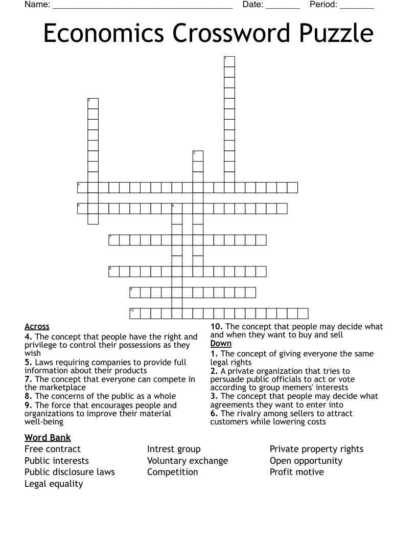 Economics Crossword Puzzle