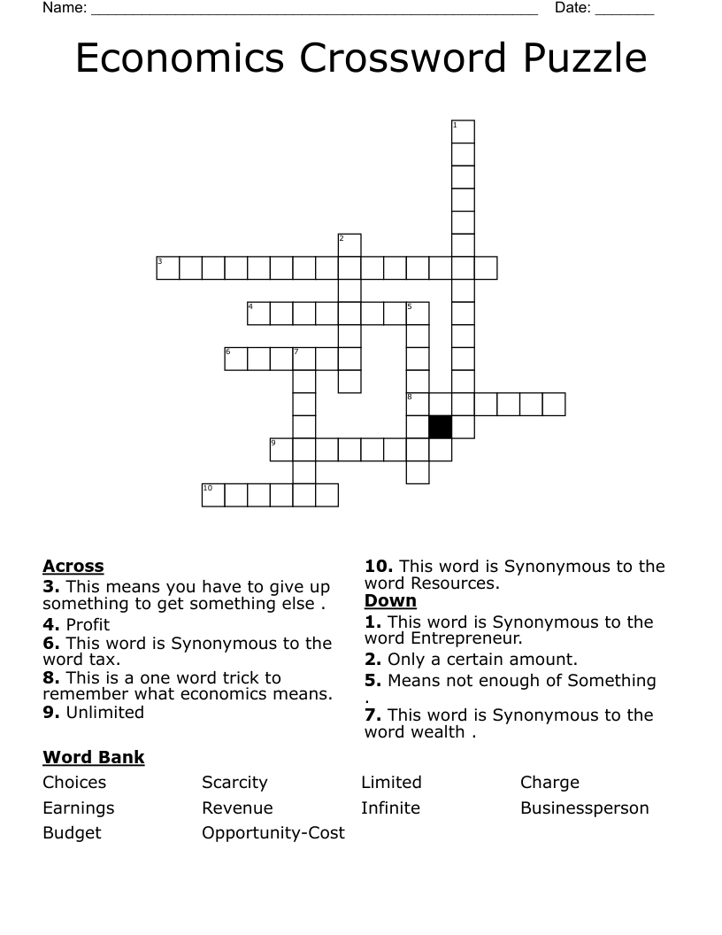 Economics Crossword Puzzle