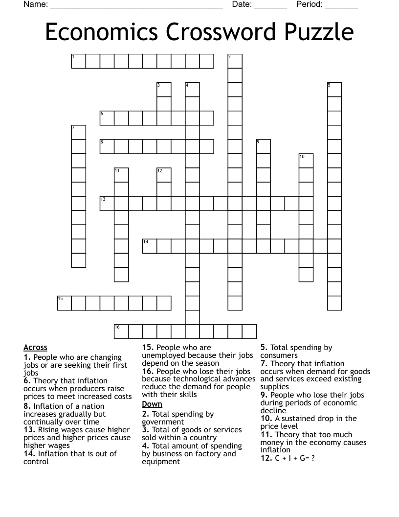 Economics Crossword Puzzle 