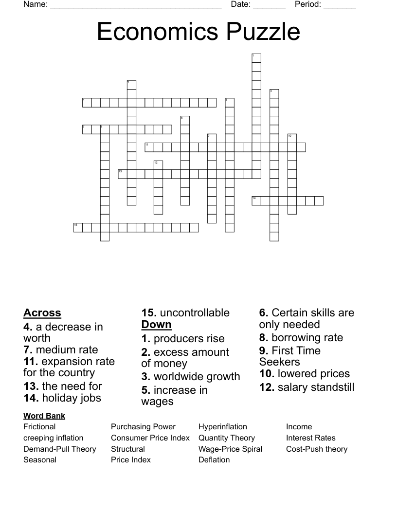 Economics Puzzle Crossword