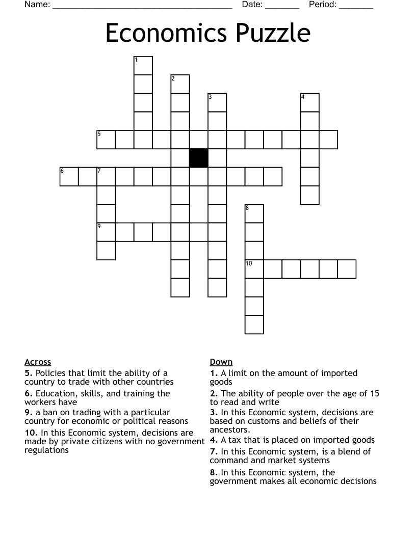 Economics Puzzle Crossword