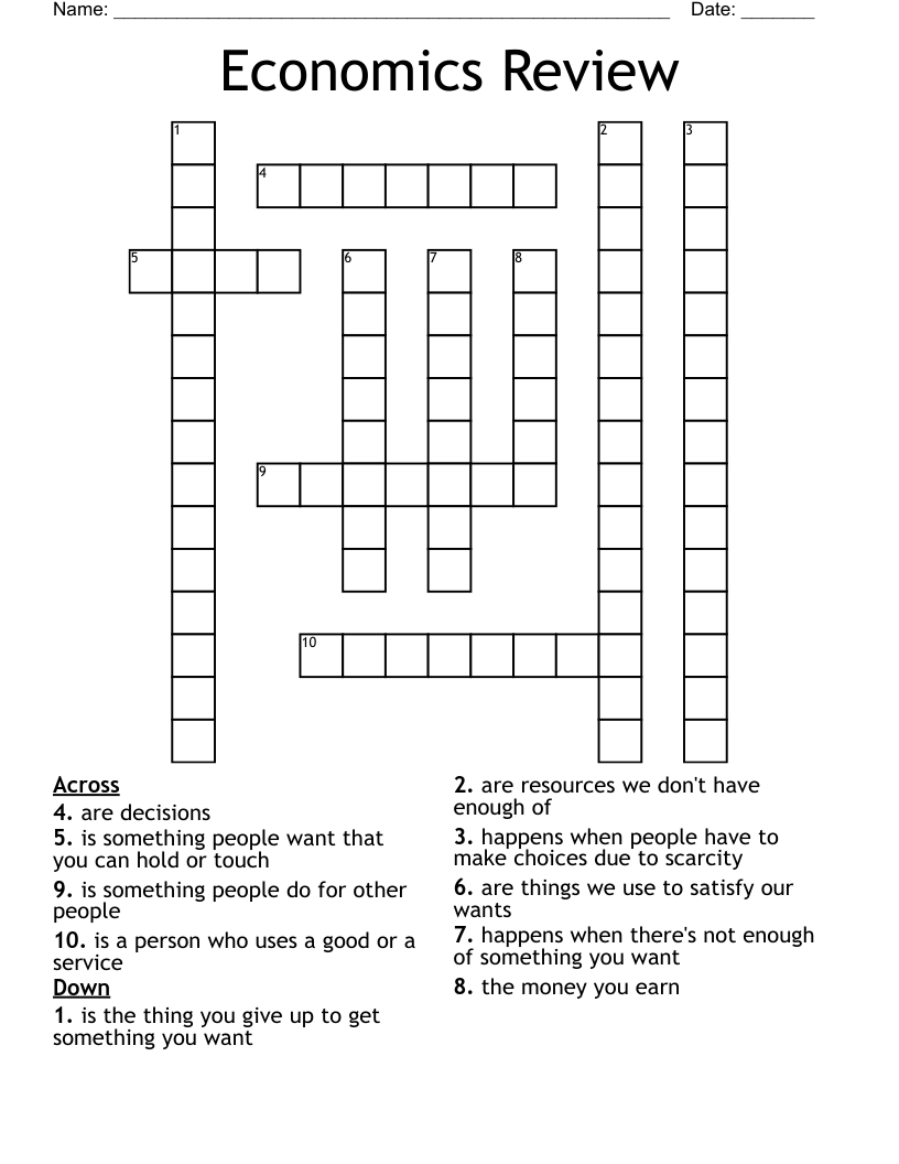 Economics Review Crossword