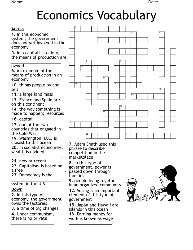 Economics Vocabulary Crossword